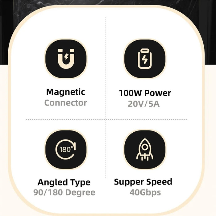 UC-028-LE 40Gbps USB4 Type-C Male to Female 90 Degrees Adapter Right Angled Magnetic Connector - 5