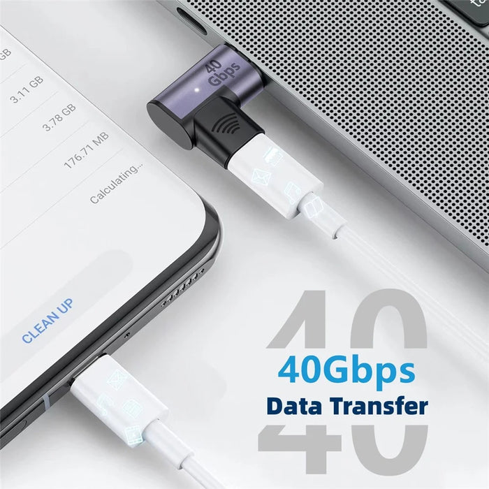 UC-028-LE 40Gbps USB4 Type-C Male to Female 90 Degrees Adapter Right Angled Magnetic Connector - 6