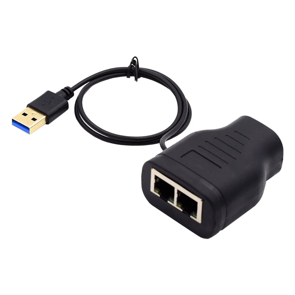UT-015 100Mbps STP UTP RJ45 8P8C Plug to Dual RJ45 Hub Splitter Network Ethernet Switcher Adapter with USB Power Cable - 1