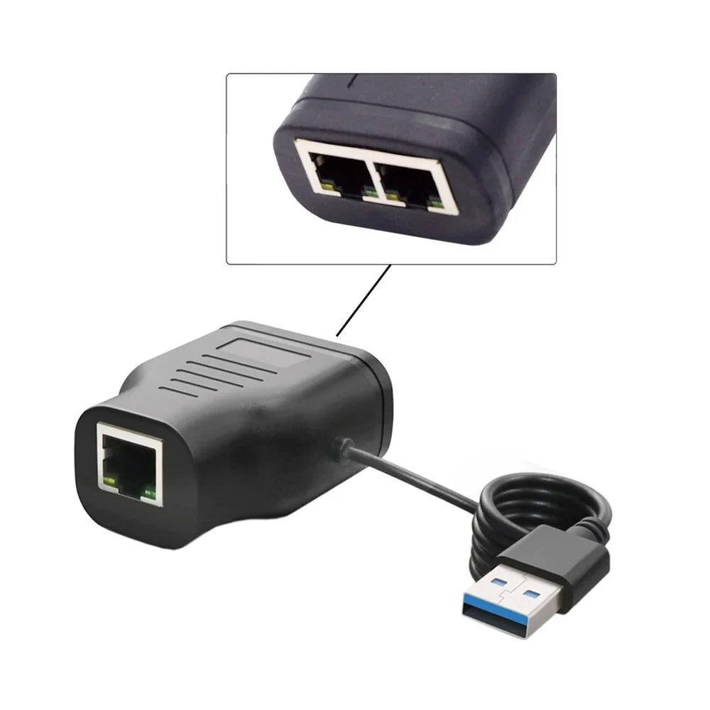 UT-015 100Mbps STP UTP RJ45 8P8C Plug to Dual RJ45 Hub Splitter Network Ethernet Switcher Adapter with USB Power Cable - 2