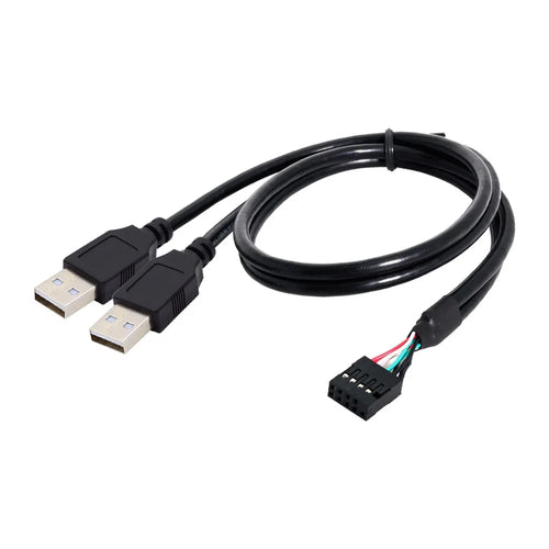 U2-128 50cm Motherboard 9Pin Female Housing to Dual USB 2.0 Male Type-A Cable - 1