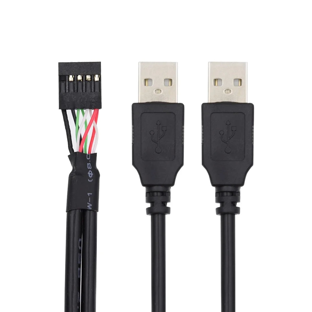 U2-128 50cm Motherboard 9Pin Female Housing to Dual USB 2.0 Male Type-A Cable - 2