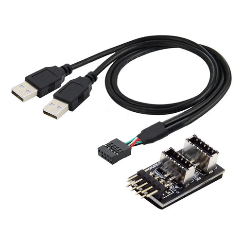 U2-128+UC-022 Dual USB 3.1 Front Panel Socket Key-A Type-E to USB 2.0 Type-A + 9Pin Cable Extension Adapter - 1