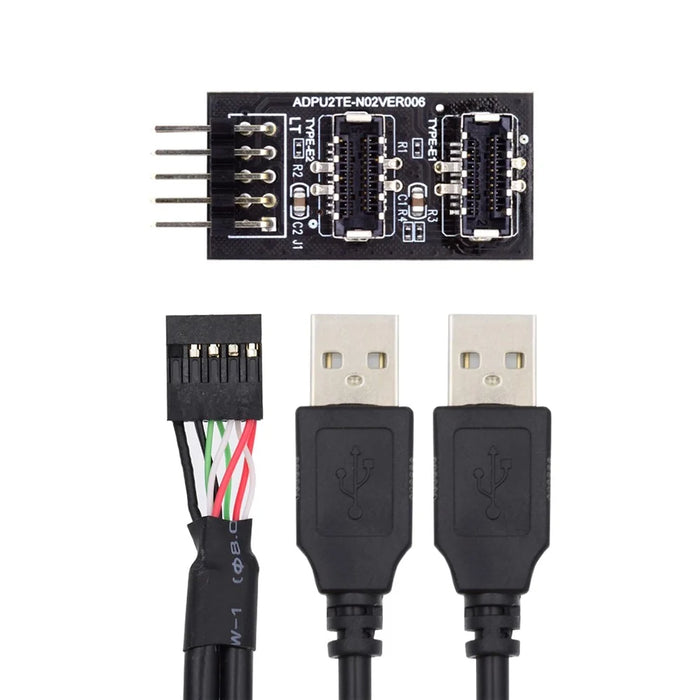 U2-128+UC-022 Dual USB 3.1 Front Panel Socket Key-A Type-E to USB 2.0 Type-A + 9Pin Cable Extension Adapter - 2