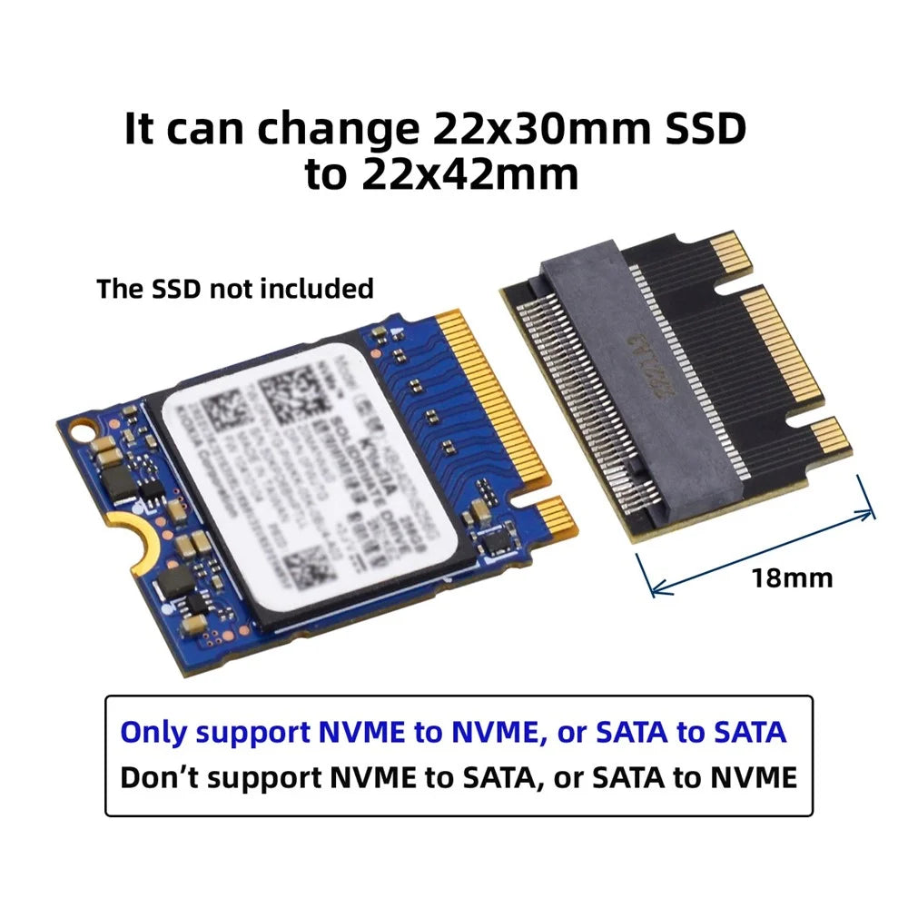 SA-047 NGFF B+M Key NVME M-Key 2230 to 2242 Male to Female Extension Adapter Card for 2230 2242 SSD - 3