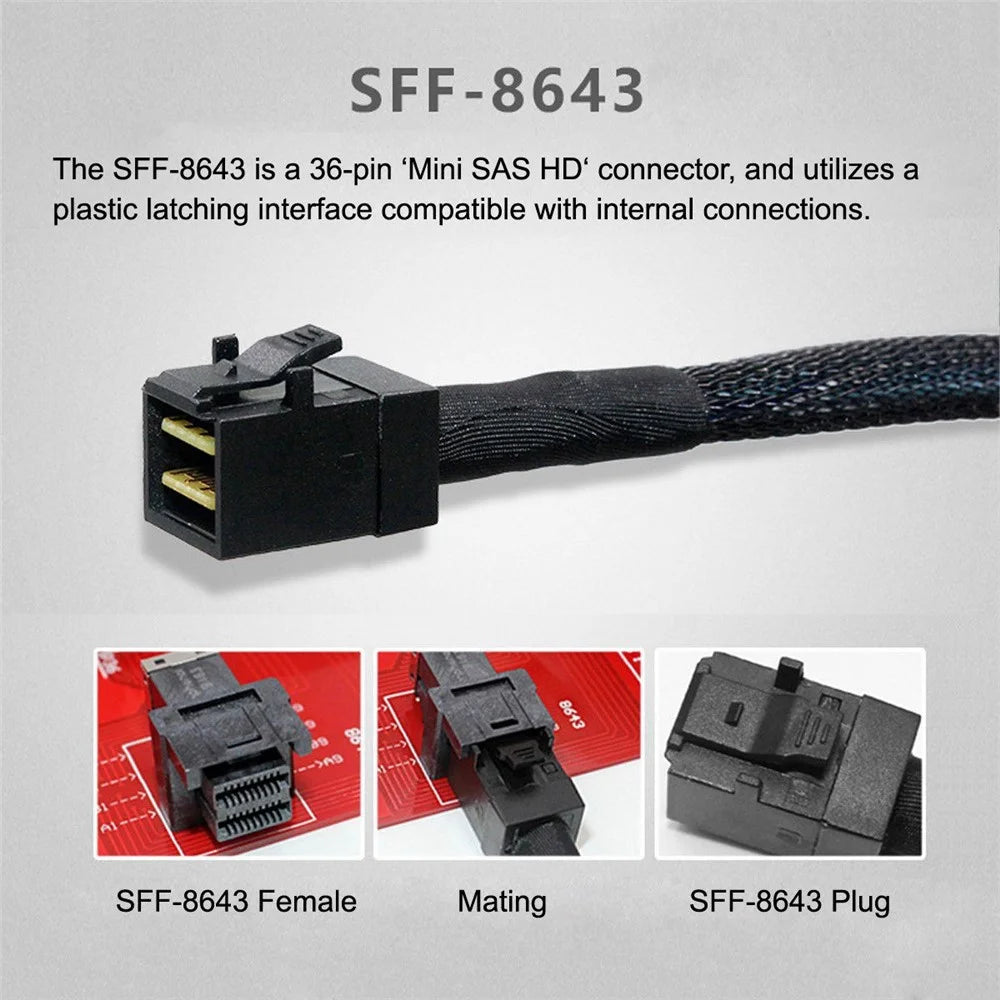 SF-068-0.5M 0.5m Internal Mini SAS HD SFF-8643 to Mini SAS High Density HD SFF-8643 Data Server Disk Raid Cable - 4