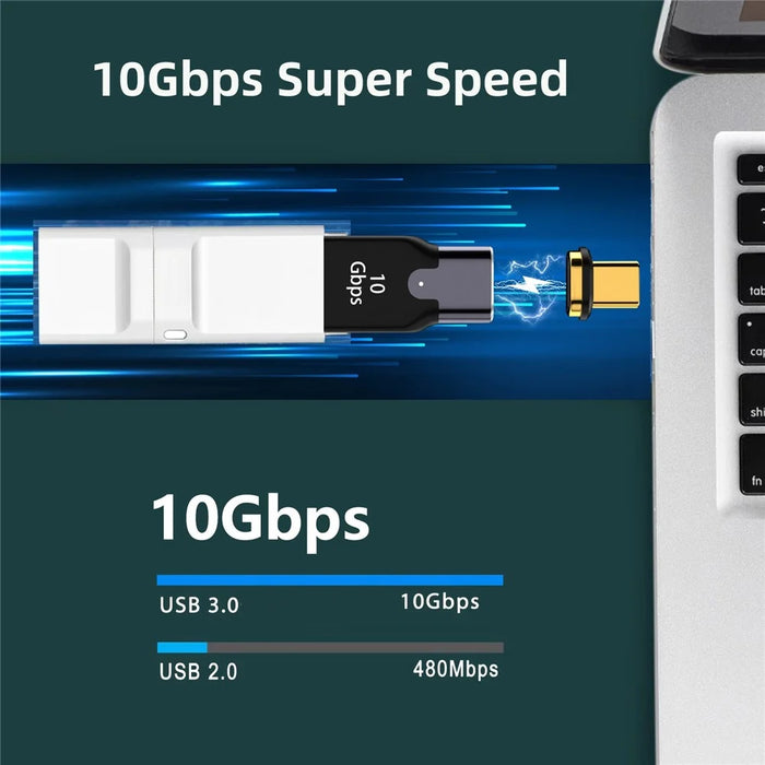 UC-028-AFB Magnetic Connector Type-C Male to USB 3.0 Female 10Gbps Data Transfer Adapter for Laptop Phone - 3