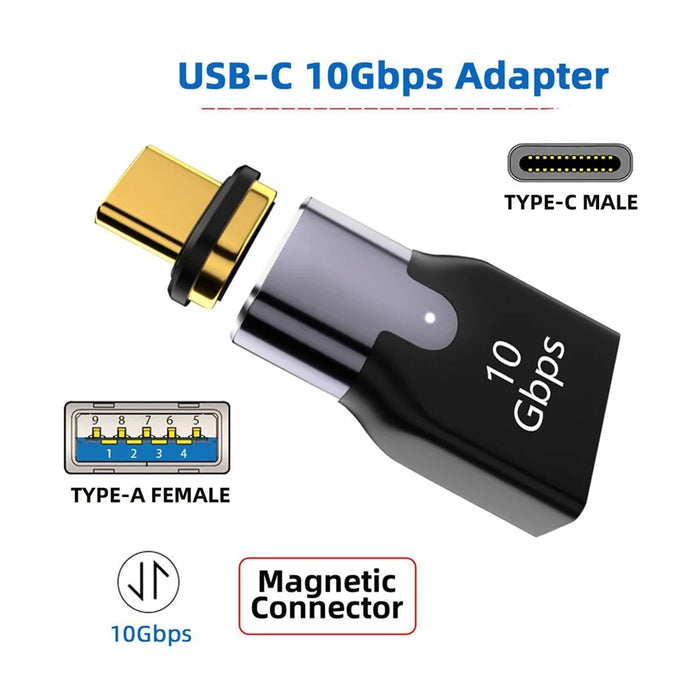 UC-028-AFB Magnetic Connector Type-C Male to USB 3.0 Female 10Gbps Data Transfer Adapter for Laptop Phone - 5