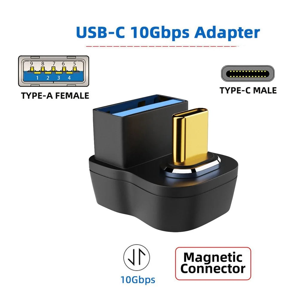 UC-028-AFO Opposite U-Shape Back Angled Connector Magnetic USB-C Adapter Type-C Male to USB Female 10Gbps Data Transmission Convertor - 3