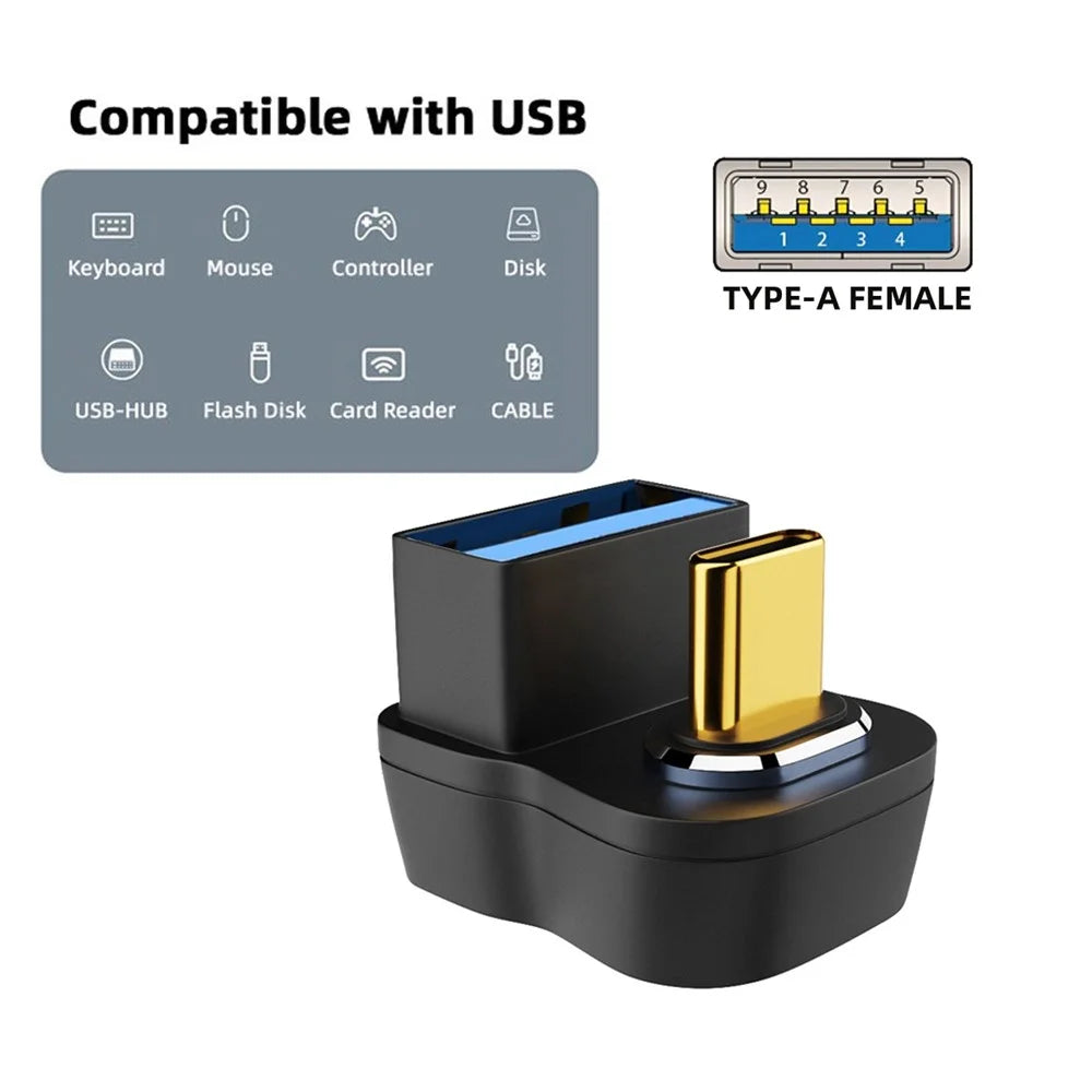 UC-028-AFO Opposite U-Shape Back Angled Connector Magnetic USB-C Adapter Type-C Male to USB Female 10Gbps Data Transmission Convertor - 4