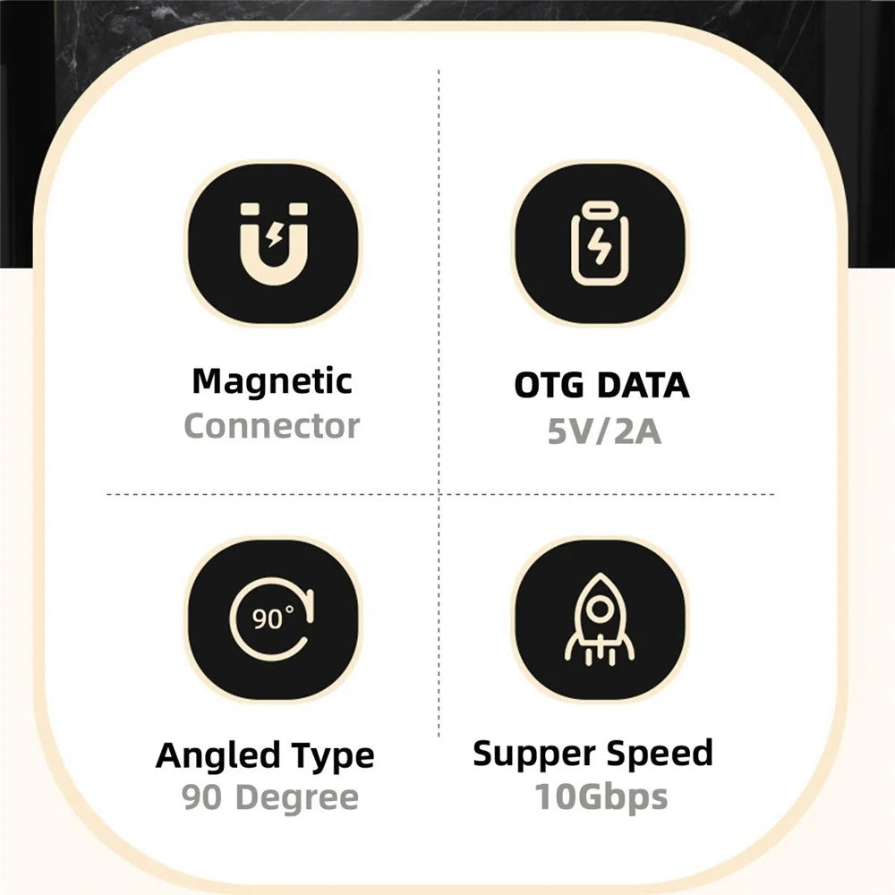 UC-028-AFO Opposite U-Shape Back Angled Connector Magnetic USB-C Adapter Type-C Male to USB Female 10Gbps Data Transmission Convertor - 5
