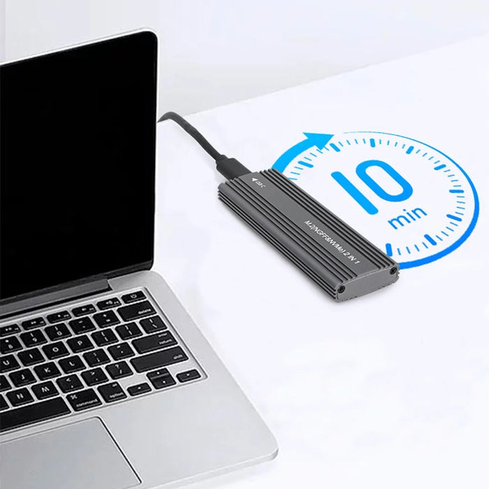 M.2 NVME / SATA Dual Protocol Hard Drive Case Aluminum Alloy SSD Enclosure Support UASP - Black - 4