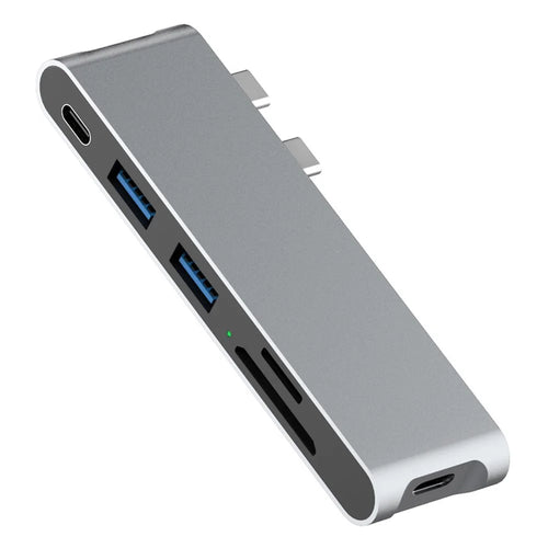 6-In-1 Multiport Adapter USB-C Hub to USB 3.0 + 40Gbps Thunderbolt Type-C + 2xCard Reader Slots + USB + Type-C Fast Charging for MacBook Pro Air - 1