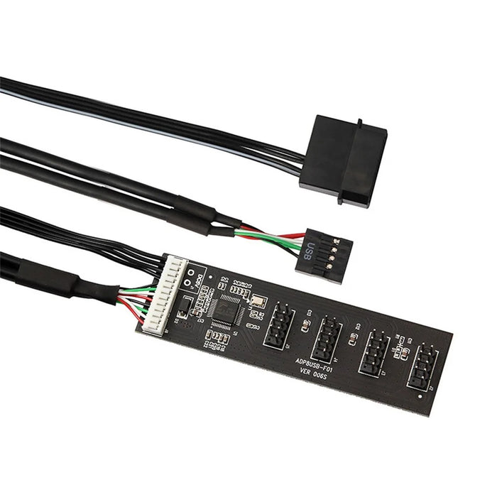 U2-053 USB 2.0 9pin Header 1 to 4 Female Splitter Extension Cable Connector Adapter HUB with IDE 5V Power Supply - 1