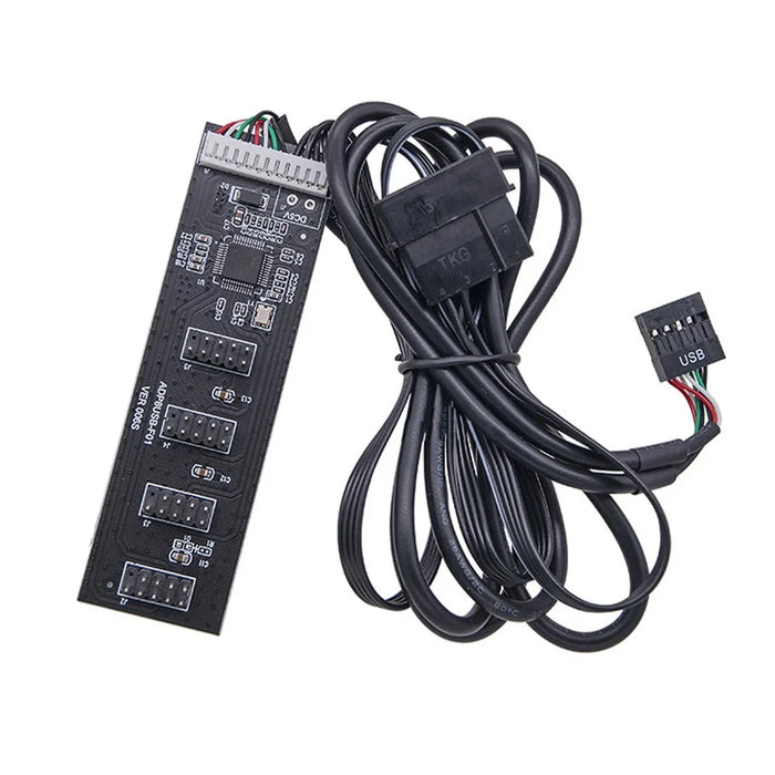 U2-053 USB 2.0 9pin Header 1 to 4 Female Splitter Extension Cable Connector Adapter HUB with IDE 5V Power Supply - 2