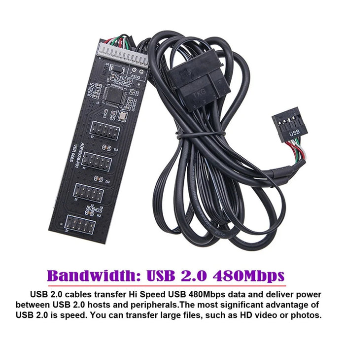 U2-053 USB 2.0 9pin Header 1 to 4 Female Splitter Extension Cable Connector Adapter HUB with IDE 5V Power Supply - 6