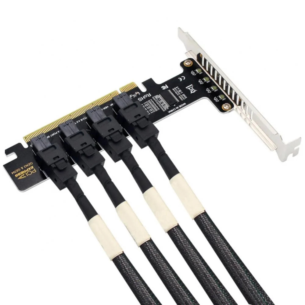 U2 PCIe X16 to 4 Ports U.2 NVME SFF-8643 SFF-8639 Expansion Card PCI Express 4.0 Split Card - 4