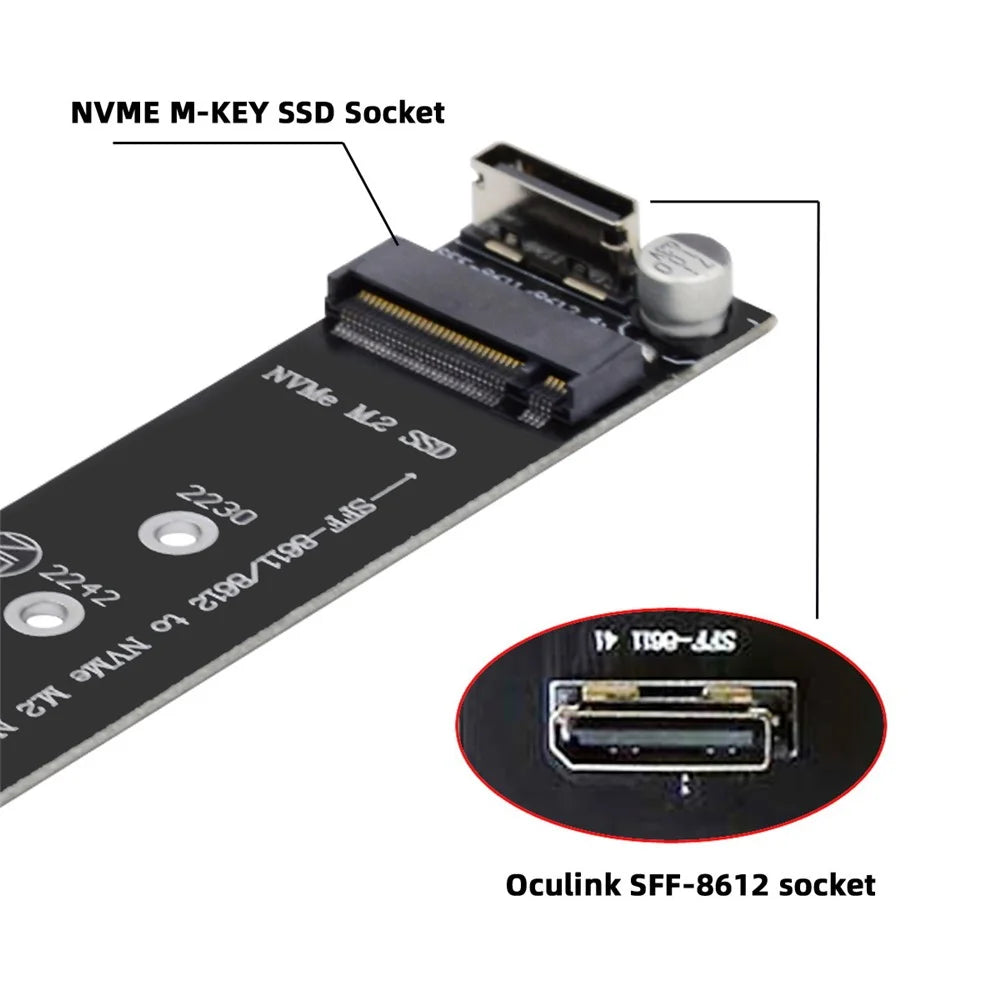 SF-046 Oculink SFF-8612 SFF-8611 to M.2 Kit NGFF M-Key to NVME PCIe SSD 2280 22110mm Adapter for Mainboard - 3