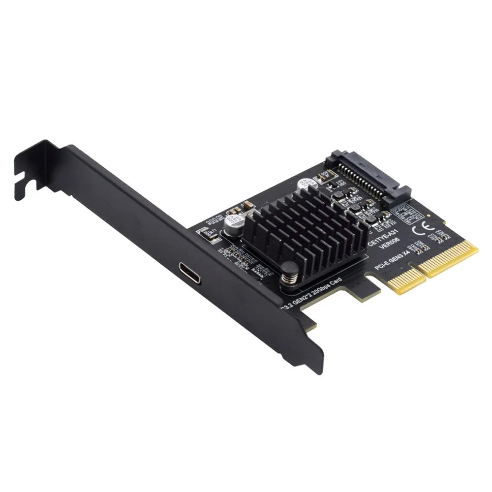 UC-104 USB 3.2 Gen2 Type-C 20Gbps USB-C to PCI-E 4X Express Card Adapter for Desktop Motherboard (ASM3242 Chip) - 1