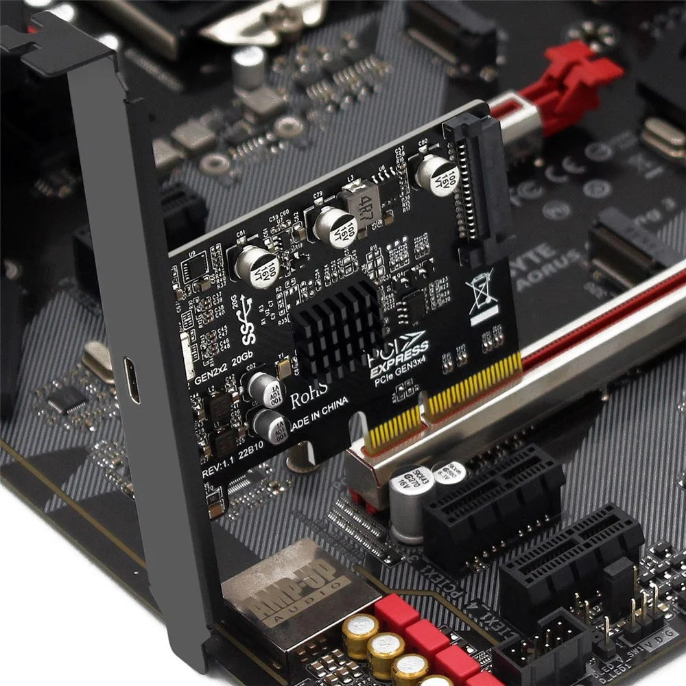 UC-104 USB 3.2 Gen2 Type-C 20Gbps USB-C to PCI-E 4X Express Card Adapter for Desktop Motherboard (ASM3242 Chip) - 7