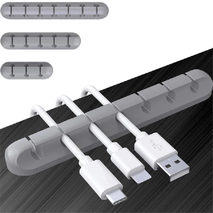 V-357 3Pcs / Set Self-adhesive Desktop Power Cord Fixing Base Silicone Data Cable Organizer - Black - 3
