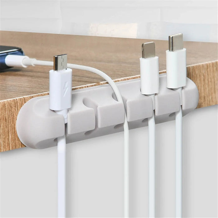V-357 3Pcs / Set Self-adhesive Desktop Power Cord Fixing Base Silicone Data Cable Organizer - Black - 4