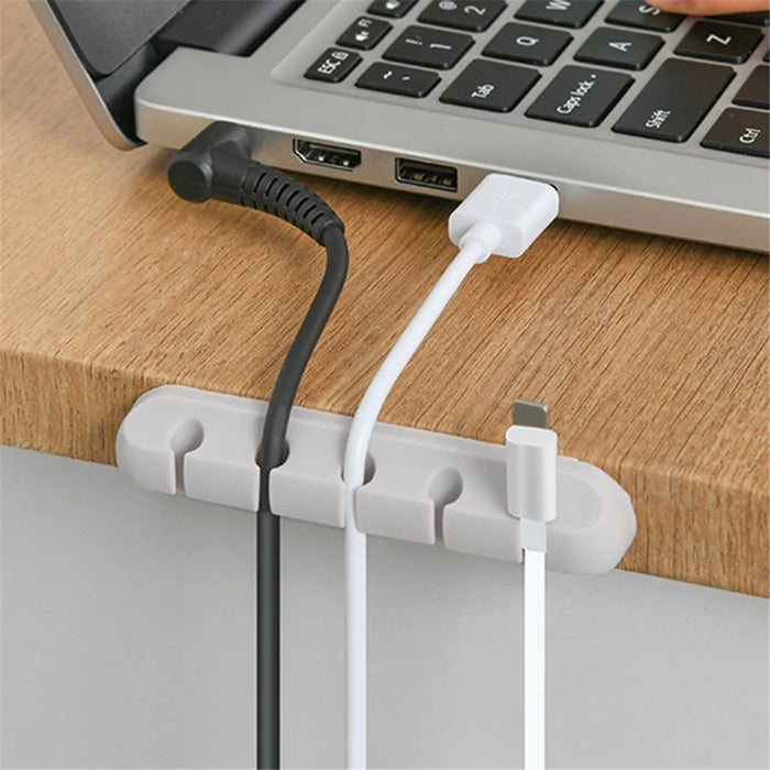 V-357 3Pcs / Set Self-adhesive Desktop Power Cord Fixing Base Silicone Data Cable Organizer - Black - 5