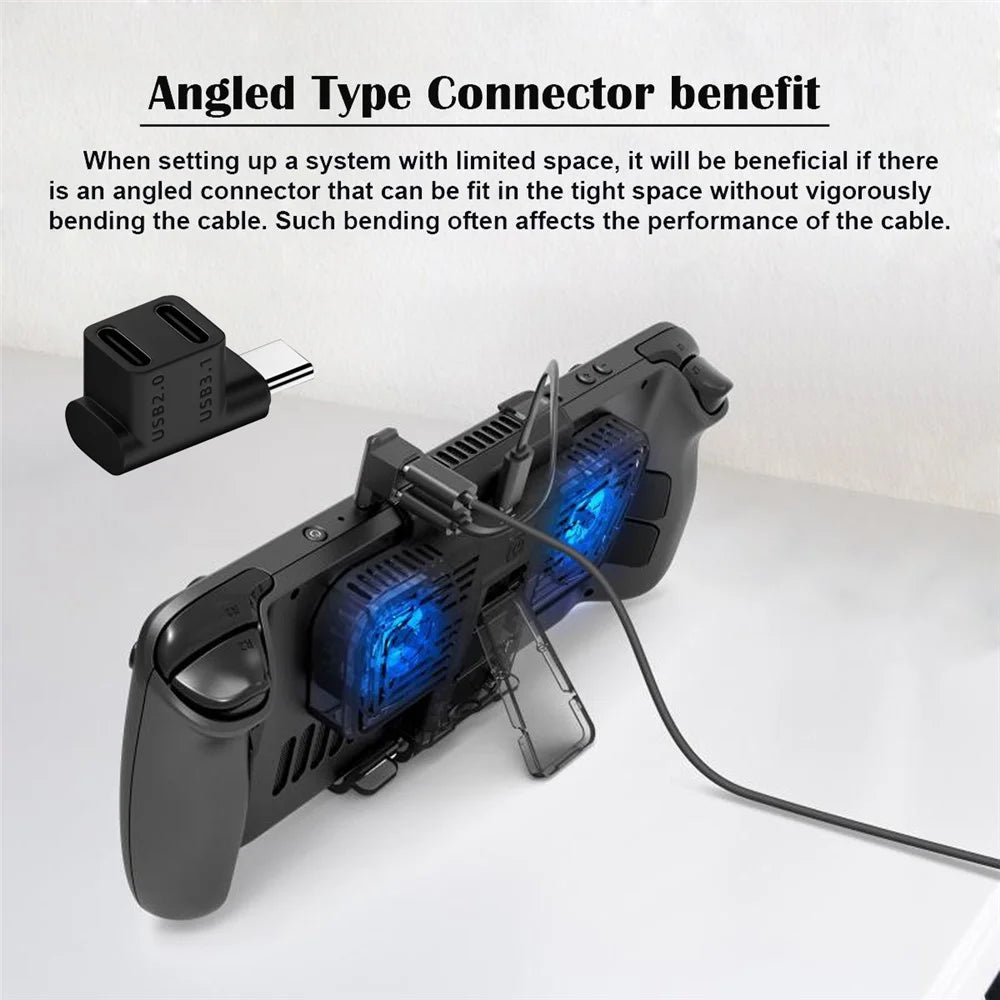 UC-068-2F 10Gbps USB3.0 Type-C Male to Dual Female Power Data Splitter Adapter Right Angle Connector - 7