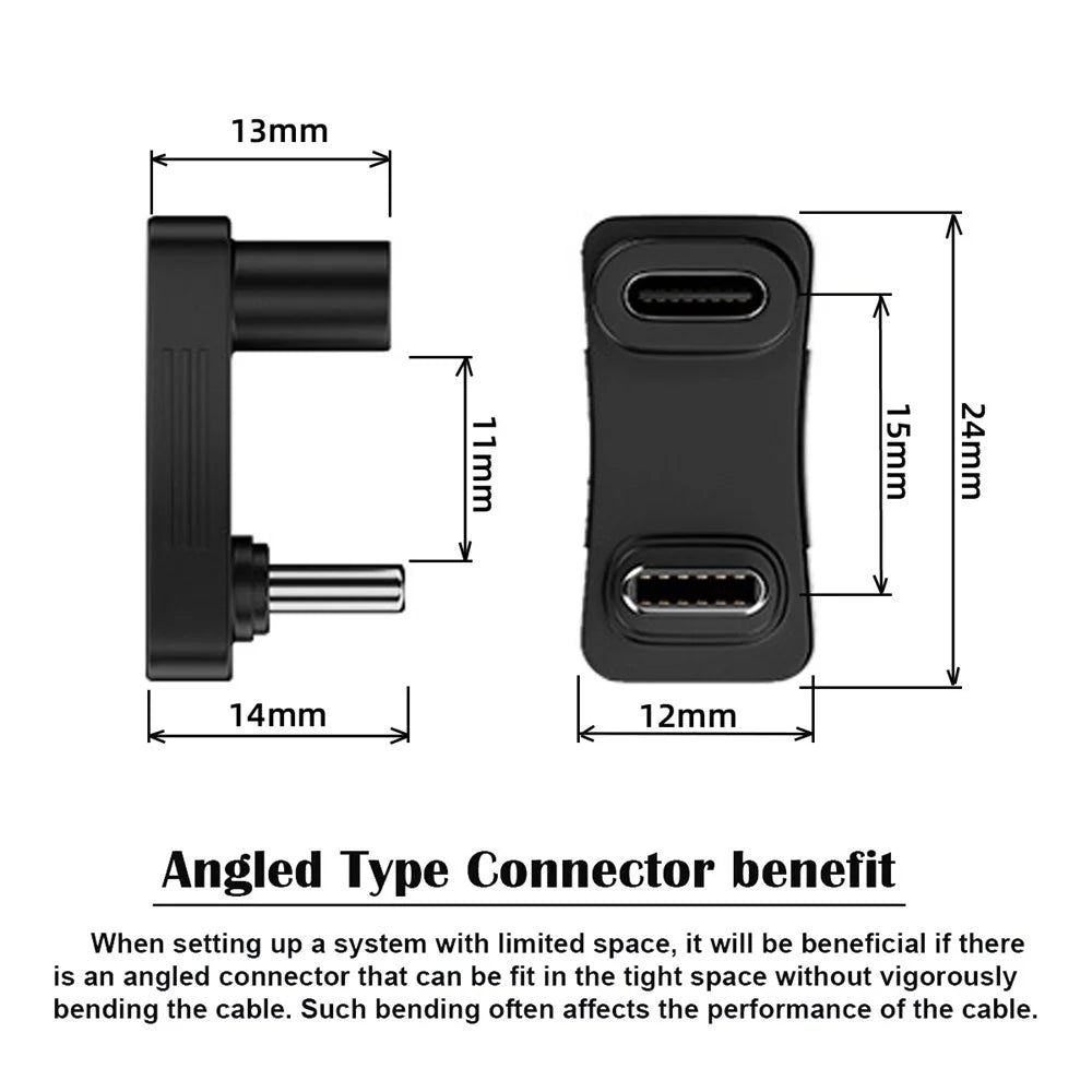 UC-068-OS 10Gbps USB3.0 Type C Male to Female Elbow U-shape Power Data Video Adapter - 3