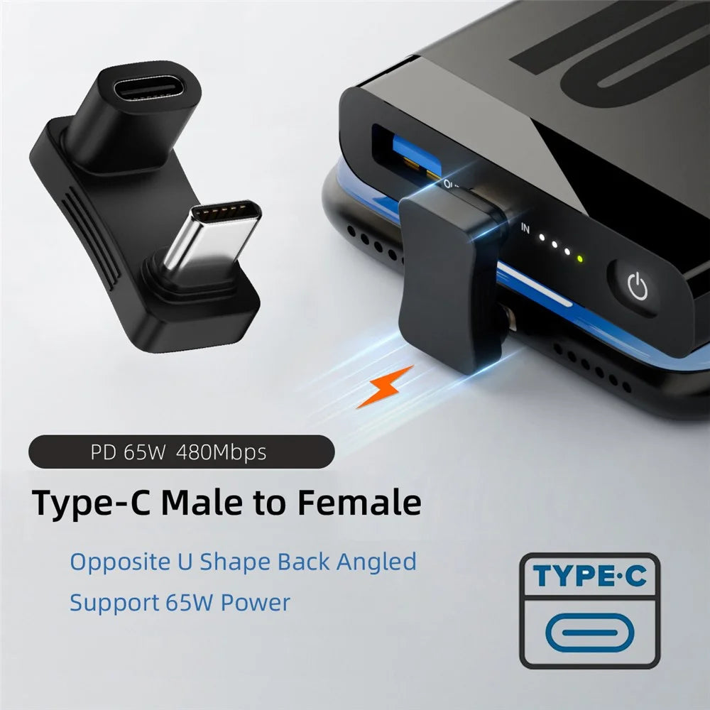 UC-068-OS 10Gbps USB3.0 Type C Male to Female Elbow U-shape Power Data Video Adapter - 5
