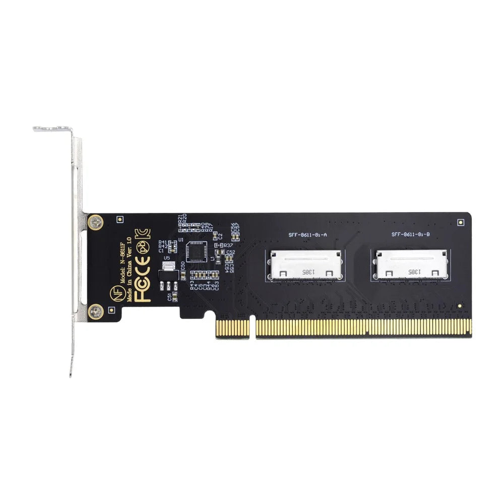 SF-057 PCIE PCI-Express 16x to Dual Oculink SFF-8612 SFF-8611 8x VROC Adapter for Mainboard SSD Graphics Card - 2