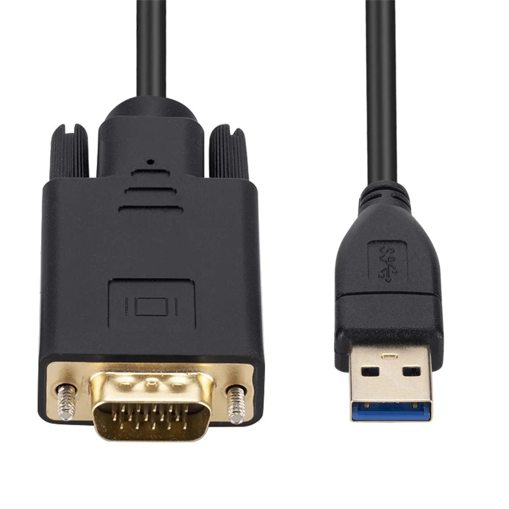WT04 1.8m Drive-free USB 3.0 Male to VGA Male Adapter Cable Projector Monitor Conversion Cable - 2