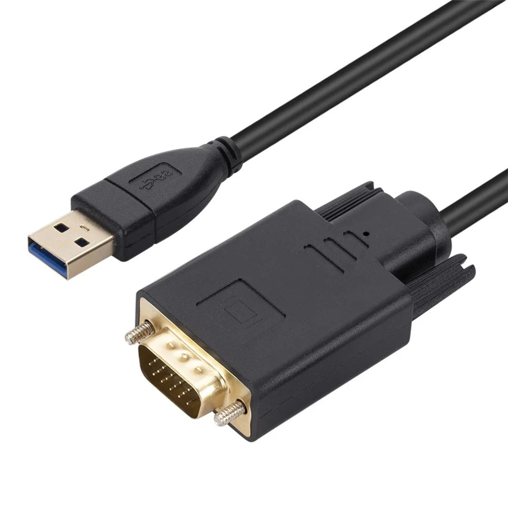 WT04 1.8m Drive-free USB 3.0 Male to VGA Male Adapter Cable Projector Monitor Conversion Cable - 3