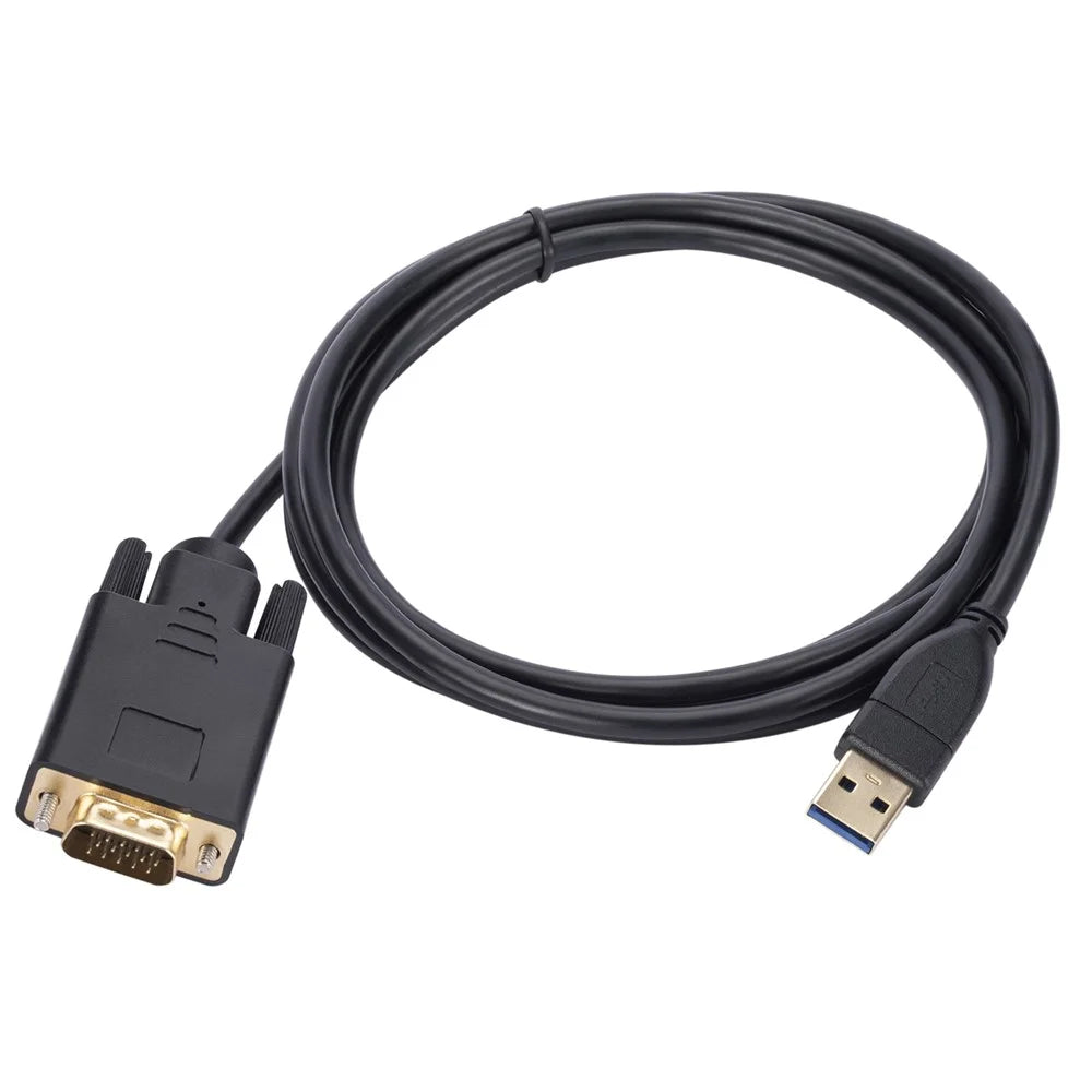WT04 1.8m Drive-free USB 3.0 Male to VGA Male Adapter Cable Projector Monitor Conversion Cable - 6