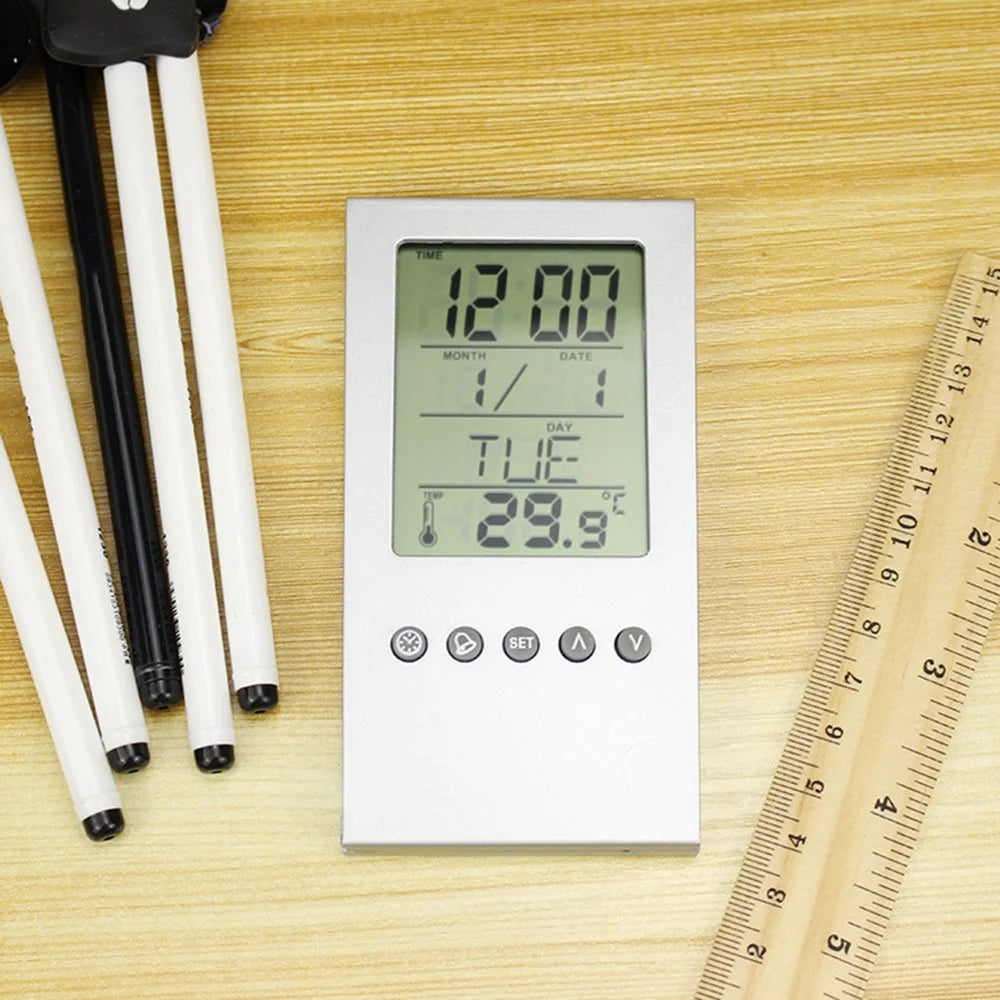 Multifunction Transparent Electronic Perpetual Calendar Pen Holder Time Temperature Display Desktop Storage Bucket - 6