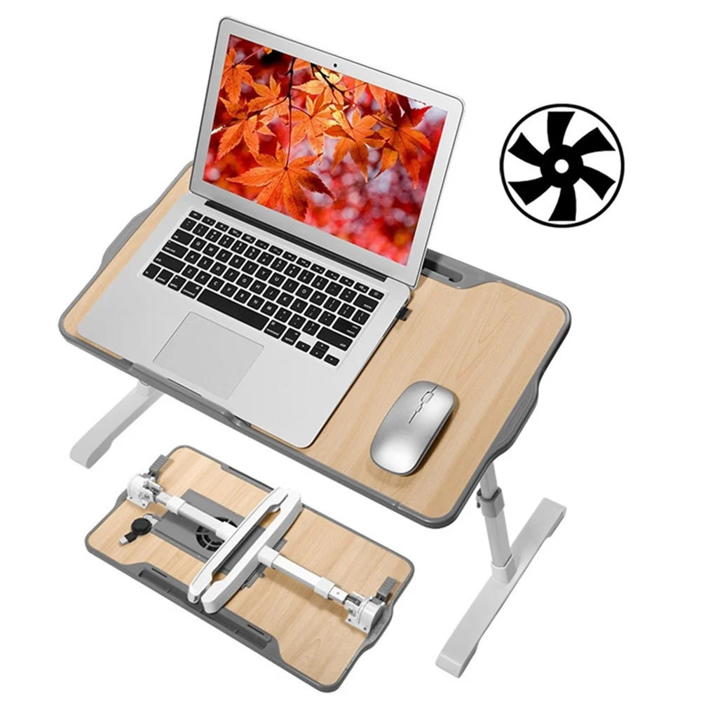 NBT400 Height Angle Adjustable Laptop Table with Cooling Fan Foldable Bed Sofa Laptop Tray - Black with Fan - 2