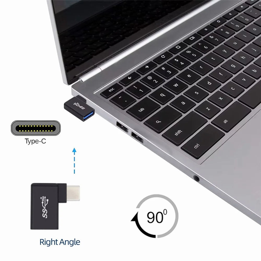 UC-035-RI USB Type C to USB 3.0 Female OTG Adapter Right Angled 90 Degree for Mac Laptop Cell Phone - 4
