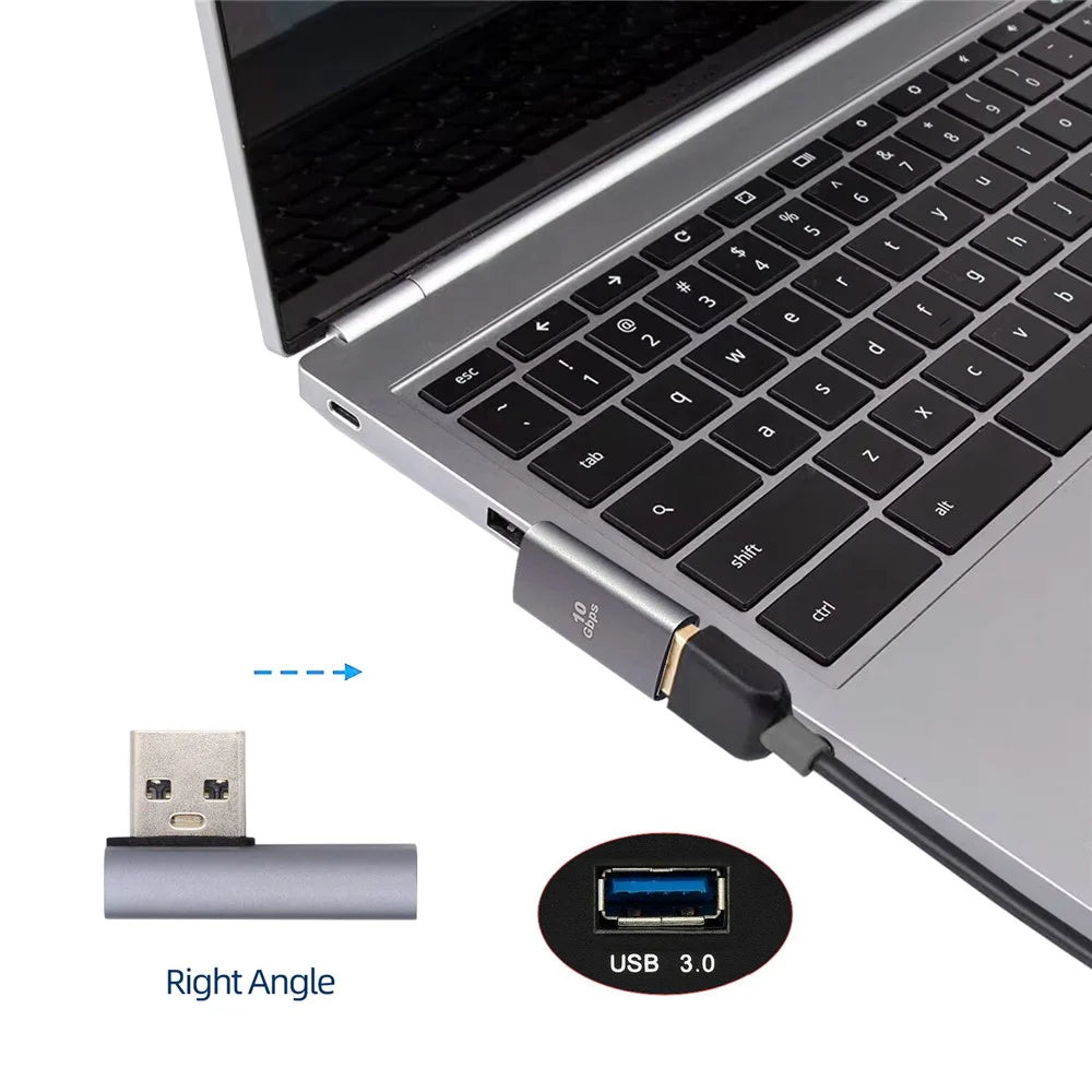U3-018-RI 10Gbps USB3.0 Male to Female Extension Power Data Video Adapter, Low Profile 90 Degree Right Angled Type - 3