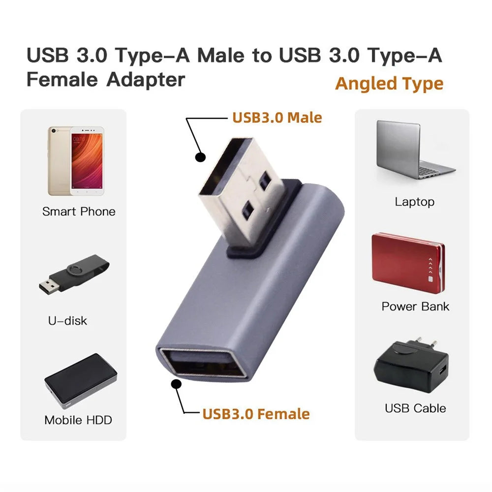 U3-018-RI 10Gbps USB3.0 Male to Female Extension Power Data Video Adapter, Low Profile 90 Degree Right Angled Type - 5