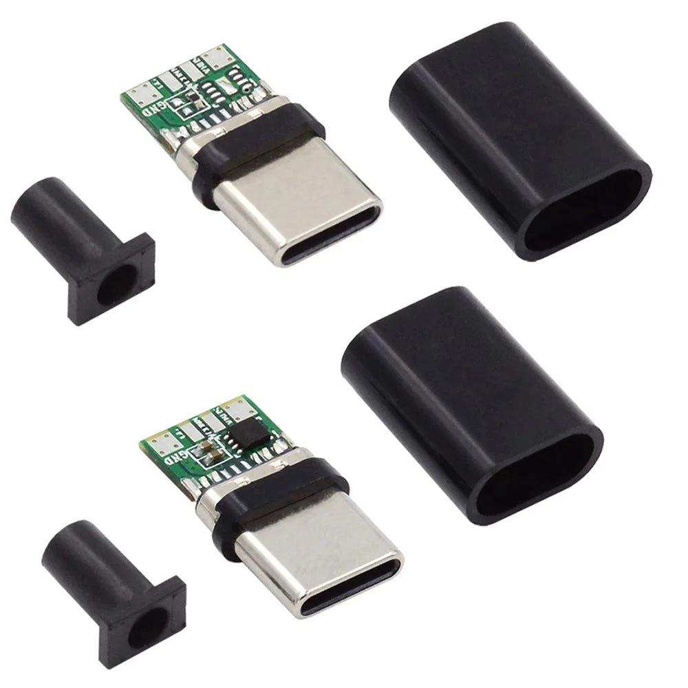 CN-004 2Pcs / Set Type-C 24Pin Connector Plug USB-C Male PD 100W USB2.0 Data Connector with Housing Cover - 2