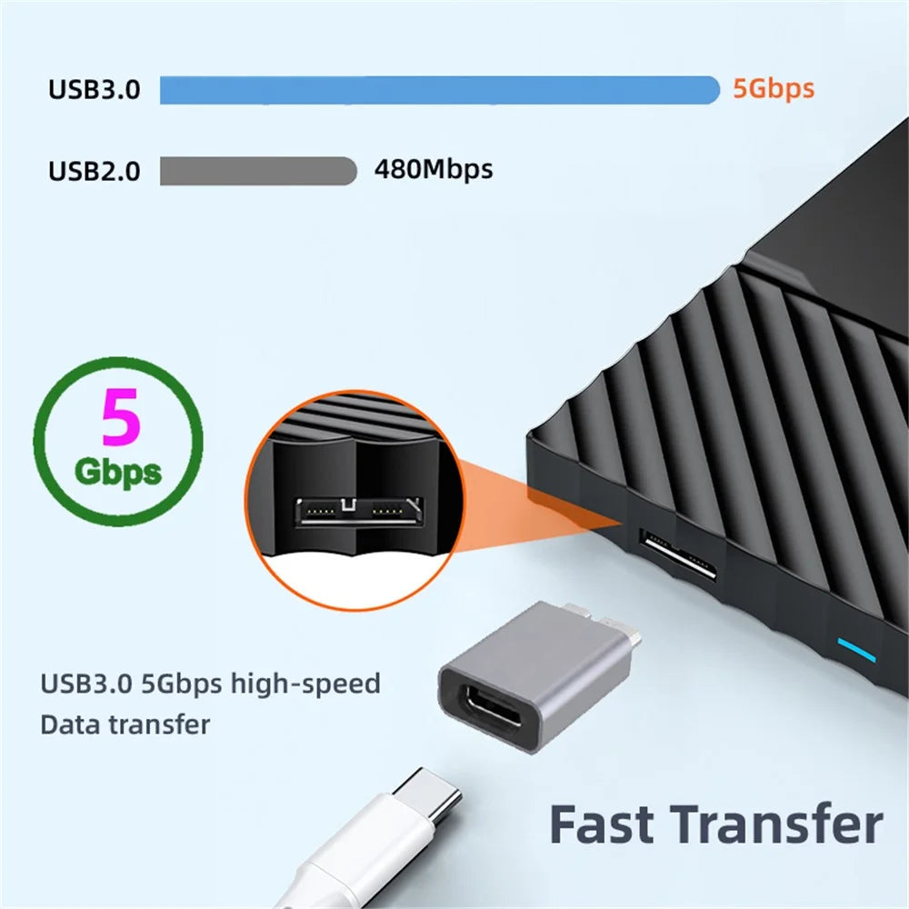 UC-082-MMCF USB-C USB 3.1 Type C Female to Micro USB 3.0 Male Data Adapter 10Gbps Data Power for Laptop SSD Disk - 4