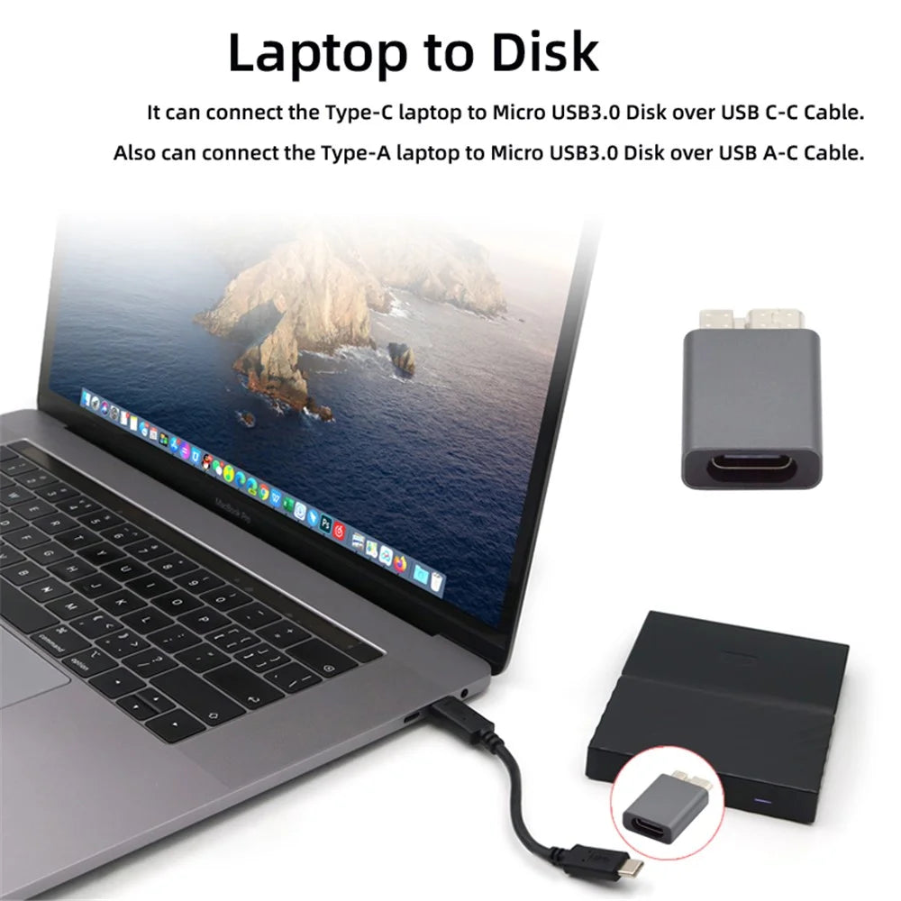 UC-082-MMCF USB-C USB 3.1 Type C Female to Micro USB 3.0 Male Data Adapter 10Gbps Data Power for Laptop SSD Disk - 6