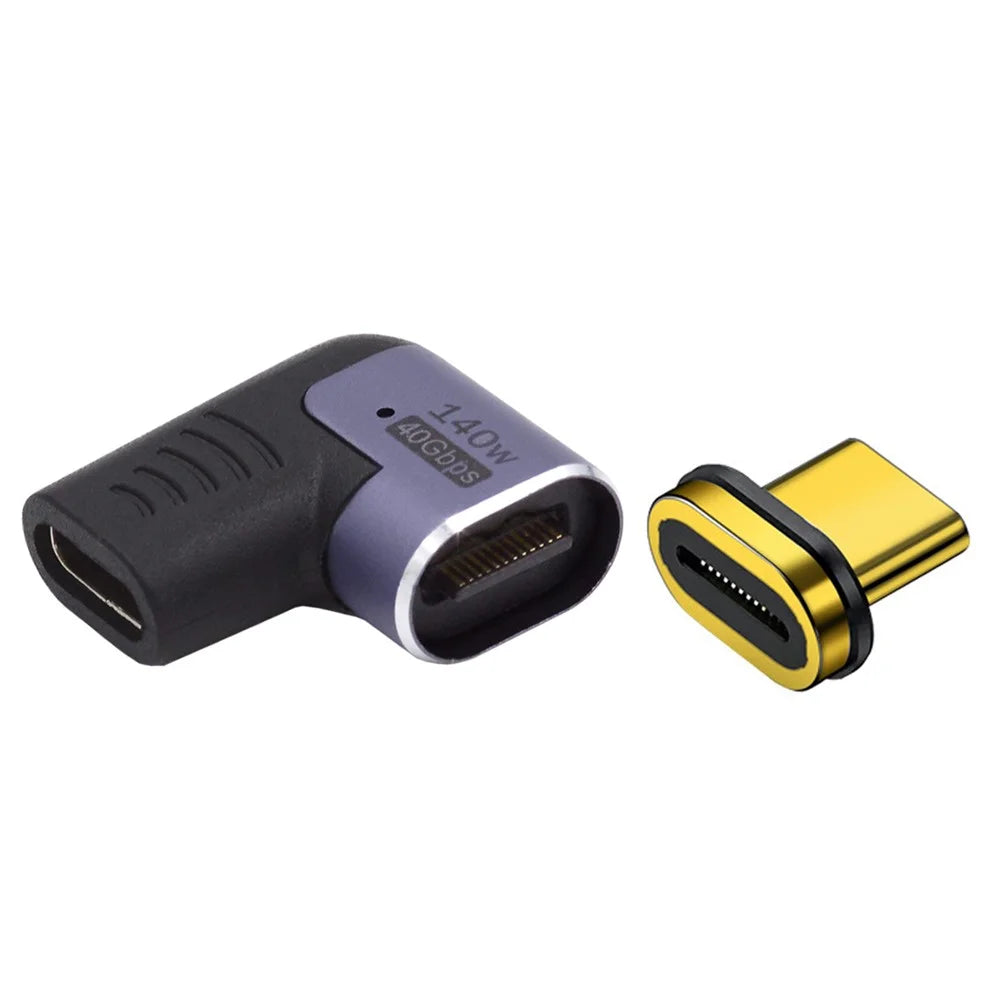 UC-062-RI 40Gbps USB4 Magnetic Type C Male to Female Left Right Angled 140W Power Data 8K Video Adapter for Laptop Phone - 2