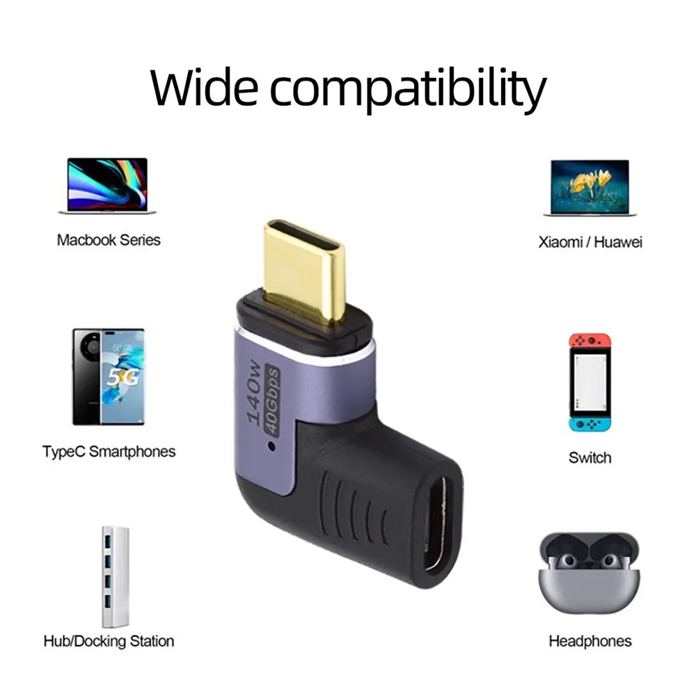 UC-062-RI 40Gbps USB4 Magnetic Type C Male to Female Left Right Angled 140W Power Data 8K Video Adapter for Laptop Phone - 7