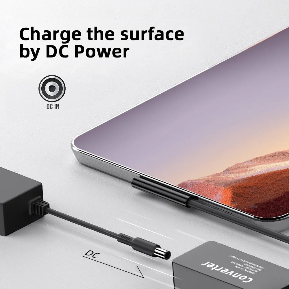 PW-016-5521MM DC 5.5X2.1mm Jack 65W 20V Power Adapter 15V-24V to Surface Pro 3 / 4 / 5 / 6 / 7 / 8 / 9 Charging Converter - 4
