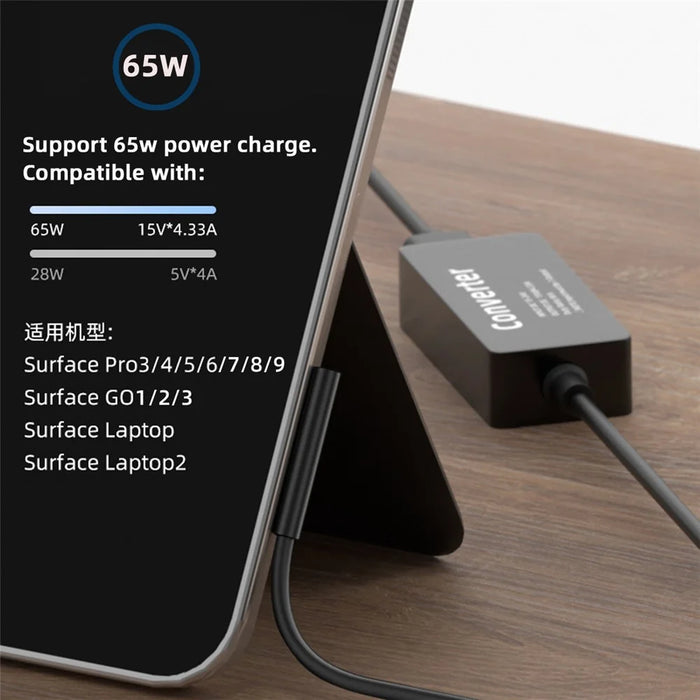 PW-016-TYPECF Type-C USB-C Female 65W DC 15V to Surface Pro 3 / 4 / 5 / 6 / 7 / 8 / 9 Charge Power Converter - 2