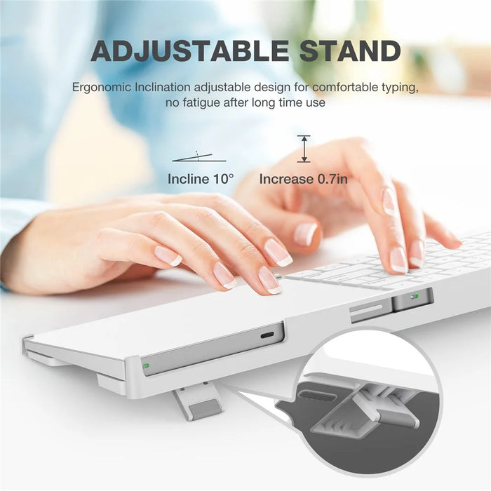 BESTAND For Apple Magic Trackpad 2 / 3  /  Magic Keyboard 2 / 3 Adjustable Bracket Desktop Holder Stand - White - 3