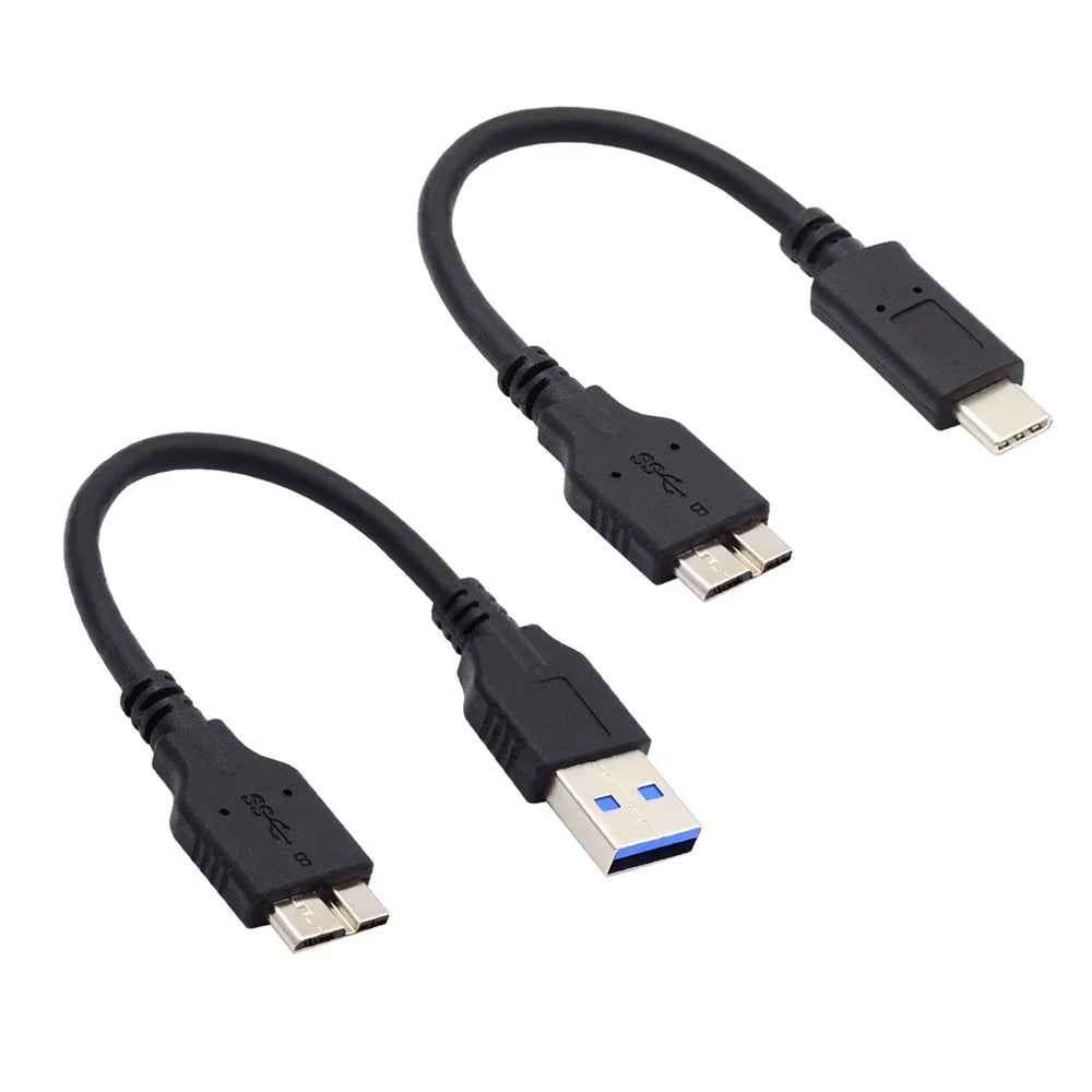 UC-140 2Pcs / Set 15cm USB 3.1 Type-C to Micro 3.0 and USB 3.0 Type-A Male to Micro 3.0 B Male Disk SSD Data Cable - 1