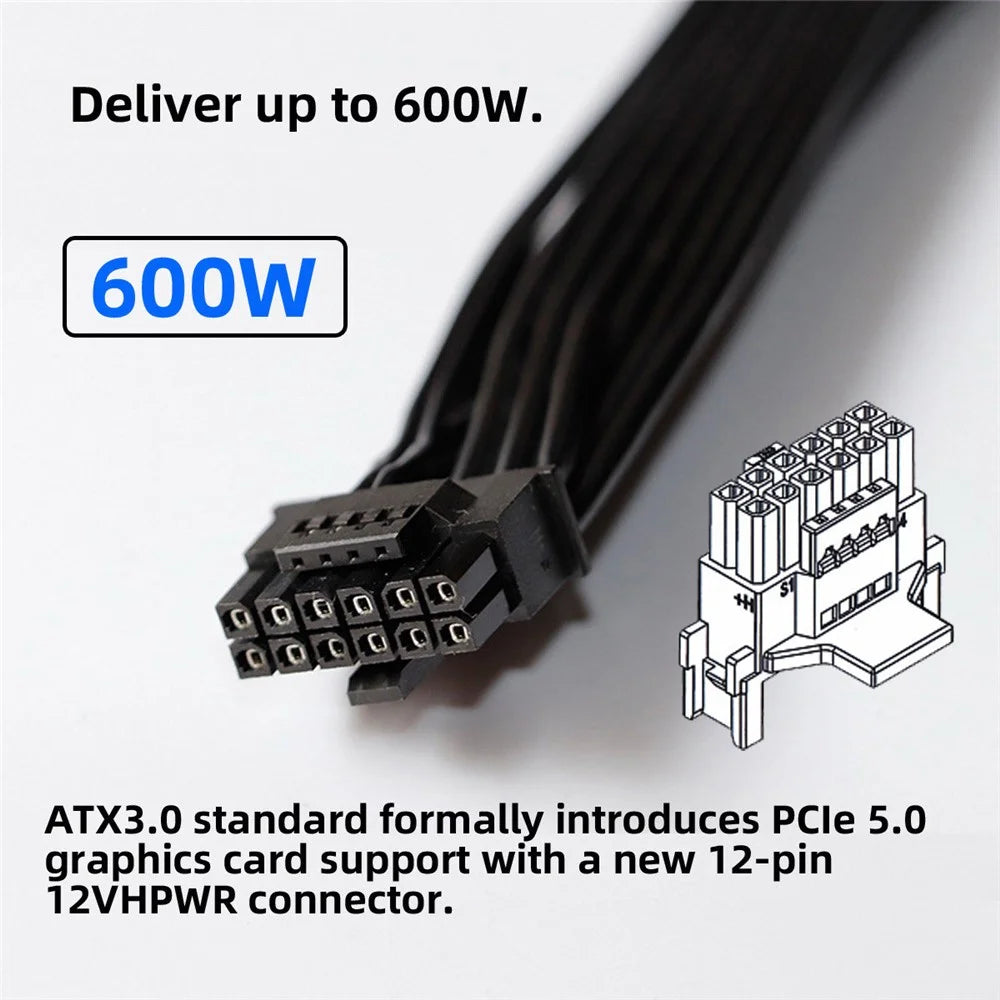 PW-043-UP 12VHPWR ATX3.0 PCI-E 5.0 Power Modular Cable Up Angled Extension for 3080 3090TI PSU 16Pin 12+4P Graphics Card - 5