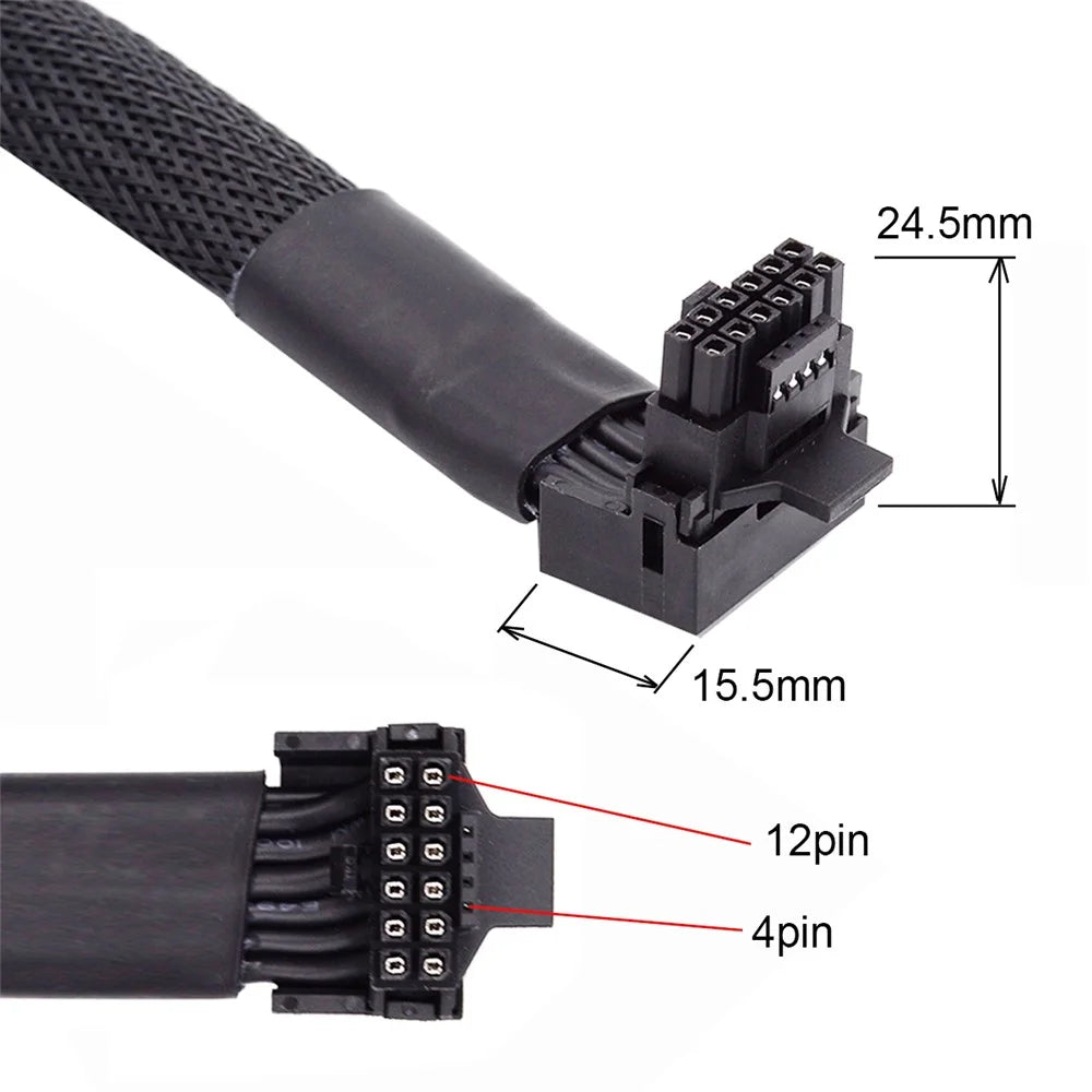 PW-043-UP 12VHPWR ATX3.0 PCI-E 5.0 Power Modular Cable Up Angled Extension for 3080 3090TI PSU 16Pin 12+4P Graphics Card - 6